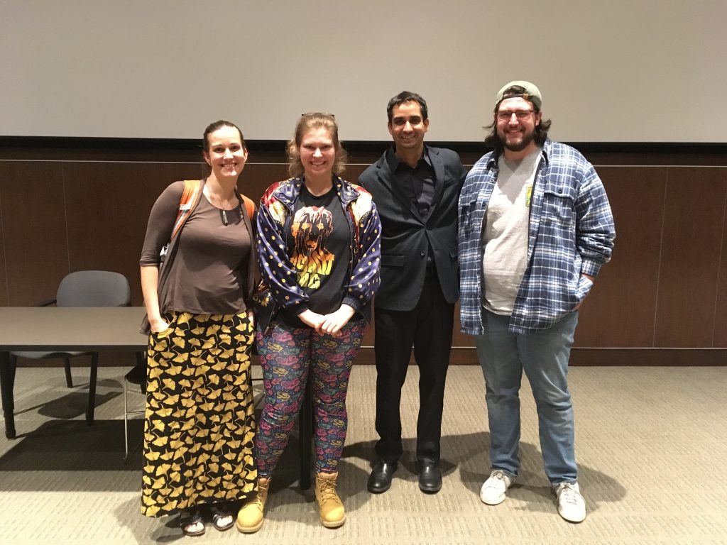 Dr. Rebecca Totten and two UA students with Dr. Prosanta Chakrabarty